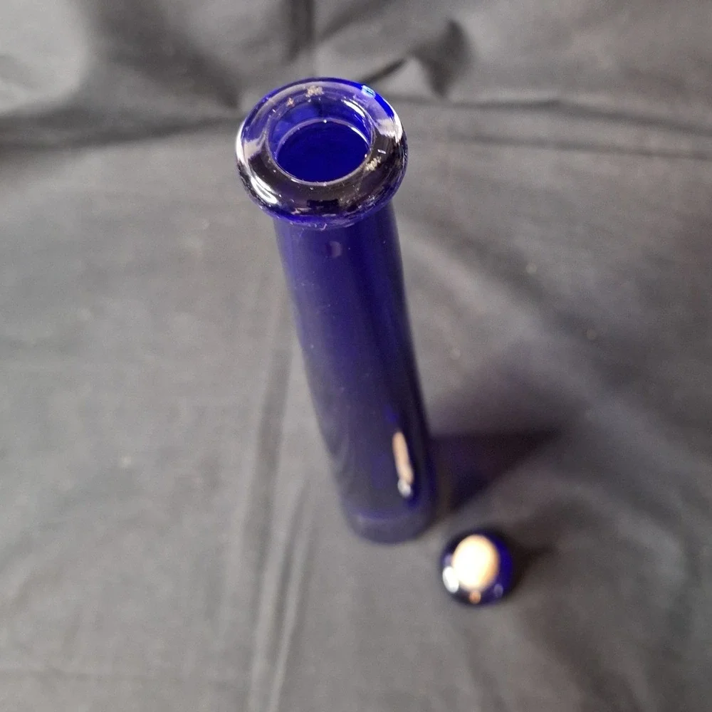 Vintage Cobalt Blue Glass Tapered Decanter Bottle with‎ Stopper 13.5 Inch